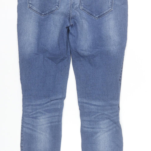 Vila Women Blue Slim Jeans Size 12 Distressed Denim Mid Rise