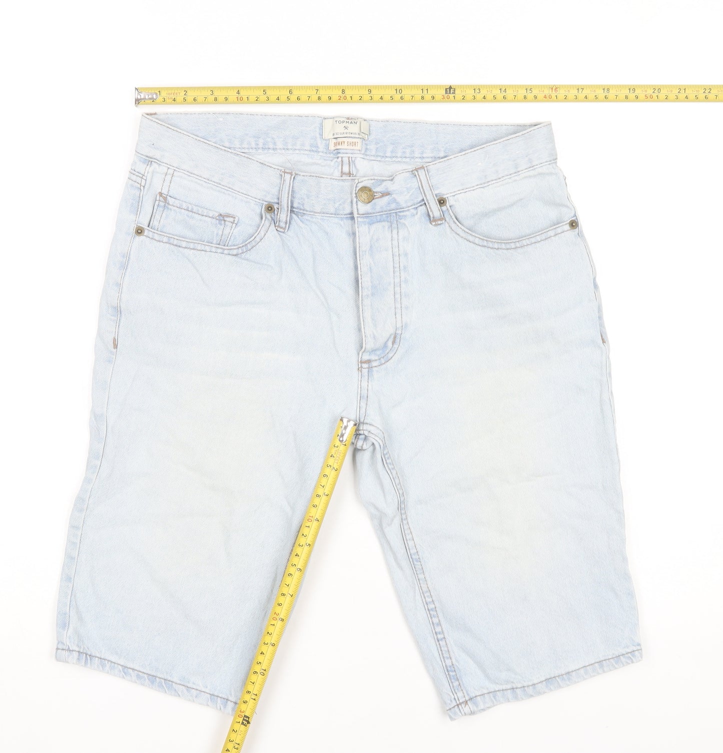 Topman Men’s Blue Denim Chino Shorts Size 32 Regular Fit