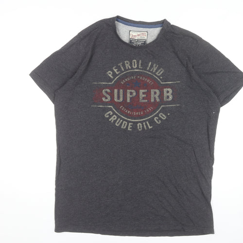 Petrol Industries Men's Grey XL Graphic Retro Crew Neck T-Shirt