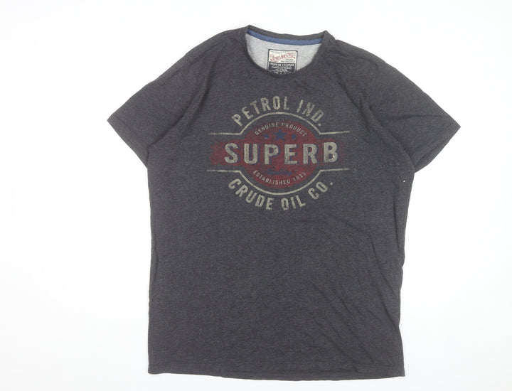 Petrol Industries Men's Grey XL Graphic Retro Crew Neck T-Shirt