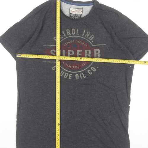 Petrol Industries Men's Grey XL Graphic Retro Crew Neck T-Shirt