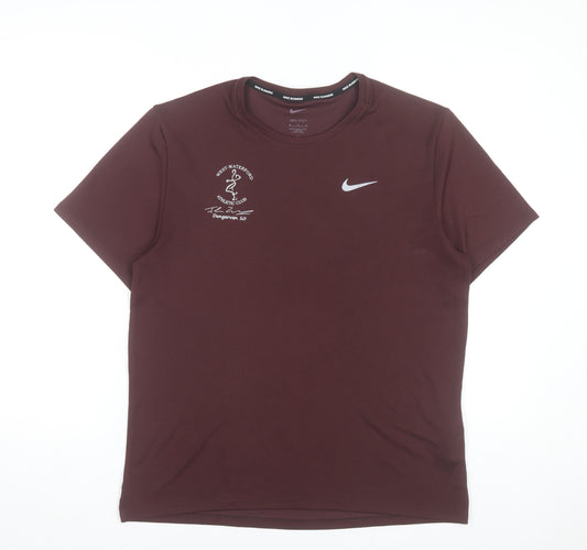 Nike Men's Brown Dri-FIT Running T-Shirt Size M
