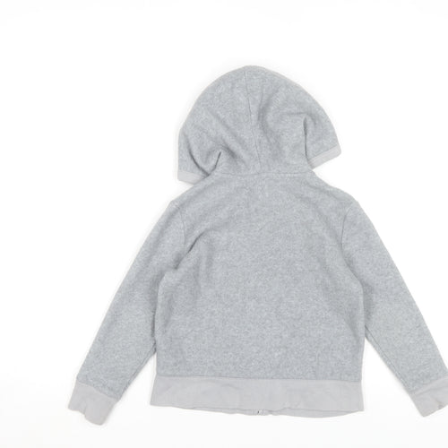GAP Kids Girls Grey Full Zip Hoodie 6-7 Years Sequin Logo Fleece