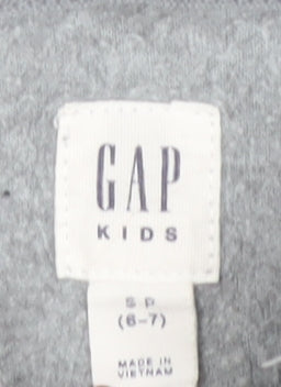 GAP Kids Girls Grey Full Zip Hoodie 6-7 Years Sequin Logo Fleece