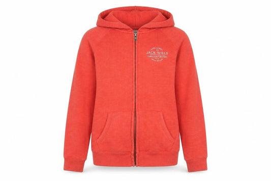 Front view of Jack Wills Women's Coral Full Zip Hoodie UK 6 Cotton Blend