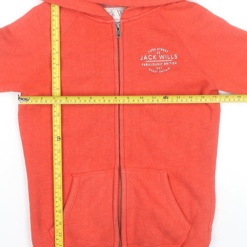 Jack Wills Women's Coral Full Zip Hoodie UK 6 Cotton Blend