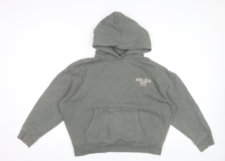 USA Pro Women's Khaki Green Pullover Hoodie Size 8 Cotton 1997 Athl. Club Print