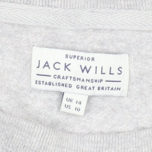 Jack Wills Womens Grey Crew Neck Sweatshirt Size 14 Cotton Blend