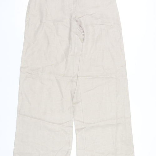 Peruzzi Women's Beige Wide-Leg Linen Blend Trousers Size 10