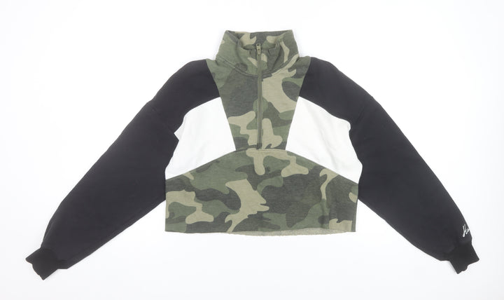 Hollister Women’s Green Camo 1/4 Zip Pullover Sweatshirt Size S