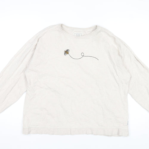 Fat Face Women Beige Bee Embroidered Cotton Sweatshirt UK 14