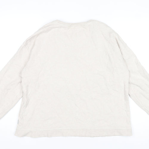 Fat Face Women Beige Bee Embroidered Cotton Sweatshirt UK 14