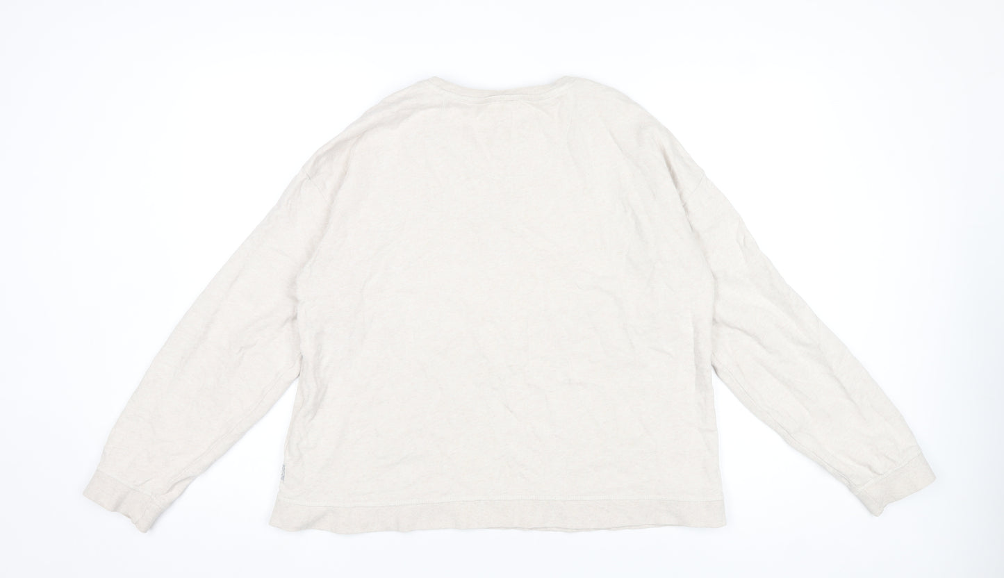Fat Face Women Beige Bee Embroidered Cotton Sweatshirt UK 14