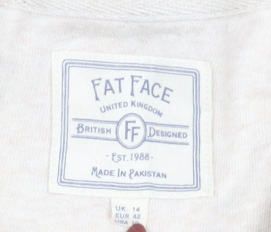 Fat Face Women Beige Bee Embroidered Cotton Sweatshirt UK 14