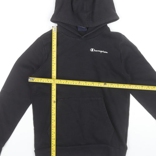 Champion Boys Black Pullover Hoodie 11-12 Years Cotton Blend Logo