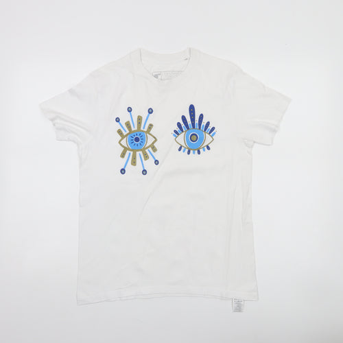 Lemonpeel London Women's White XS Graphic Eye Organic Cotton T-Shirt
