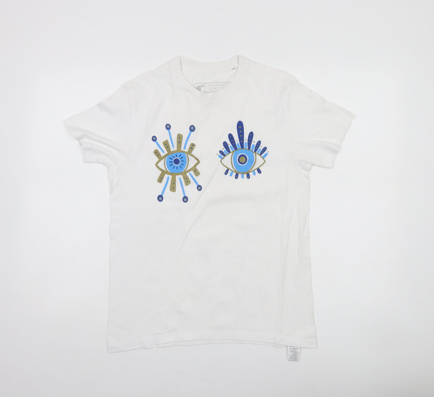 Lemonpeel London Women's White XS Graphic Eye Organic Cotton T-Shirt