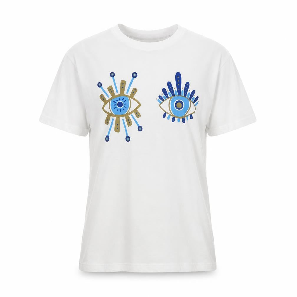 Lemonpeel London Women's White XS Graphic Eye Organic Cotton T-Shirt
