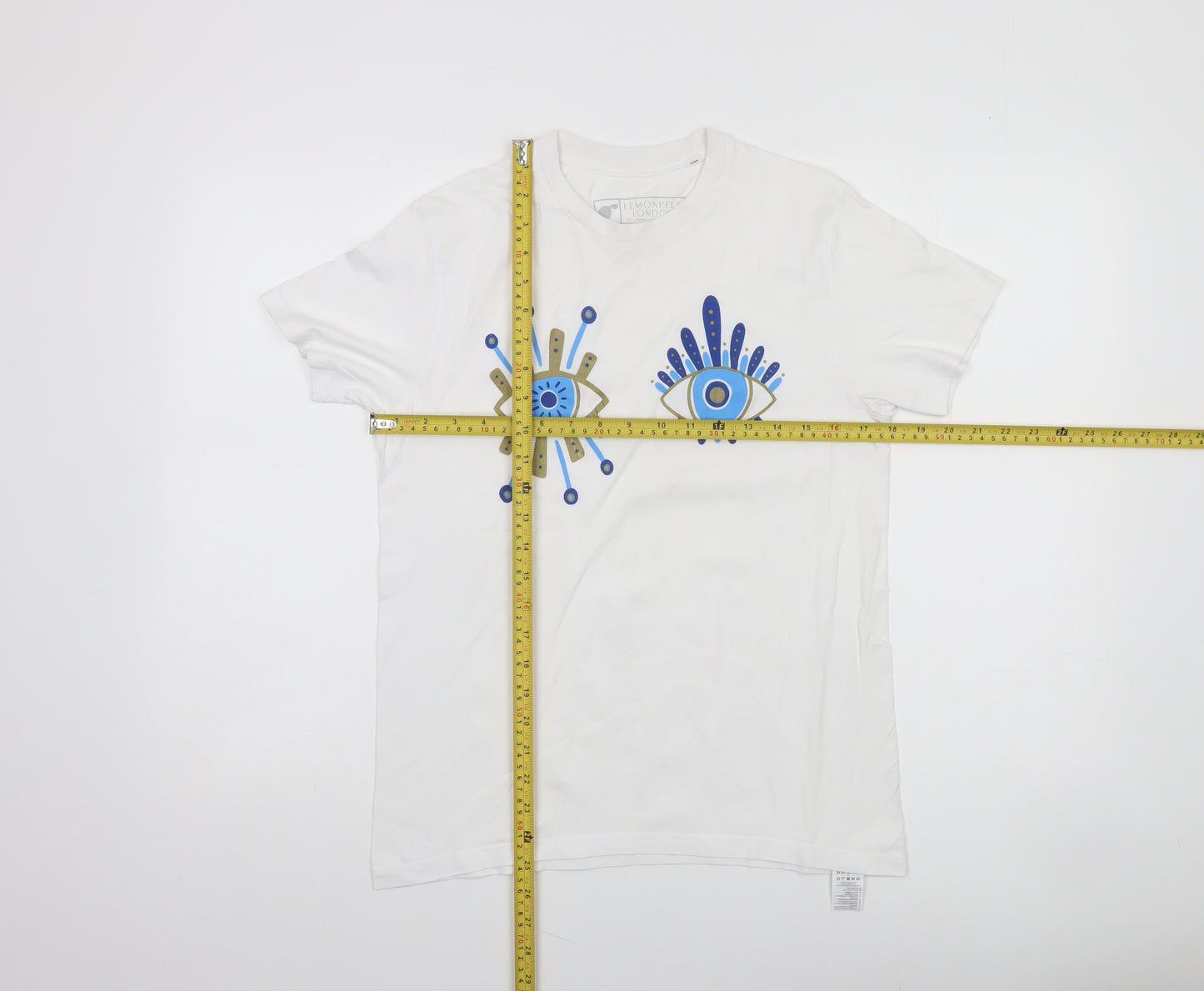 Lemonpeel London Women's White XS Graphic Eye Organic Cotton T-Shirt