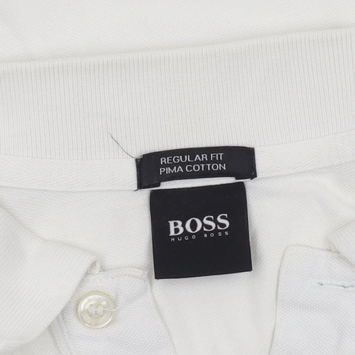 Hugo Boss Men's White Regular Fit Cotton Polo Shirt S
