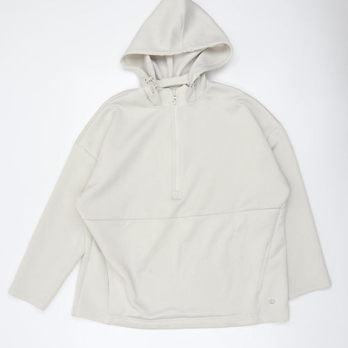 Dunnes Stores Women Ivory Fleece 1/2 Zip Hooded Sweatshirt M