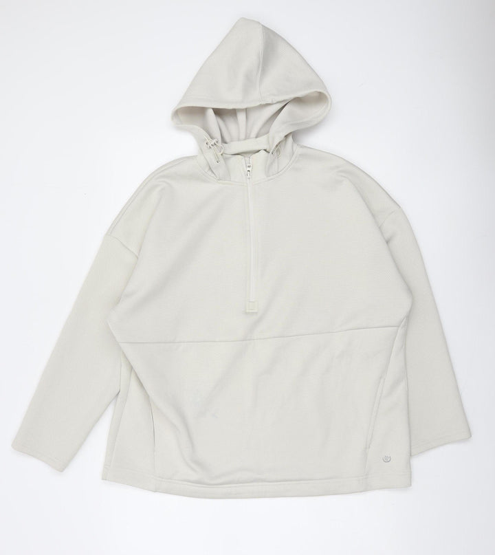 Dunnes Stores Women Ivory Fleece 1/2 Zip Hooded Sweatshirt M