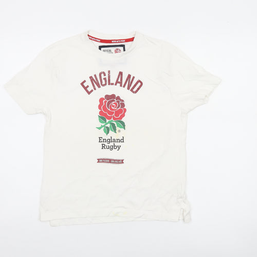 England Rugby Girls White 9-10 Years Graphic Cotton T-Shirt