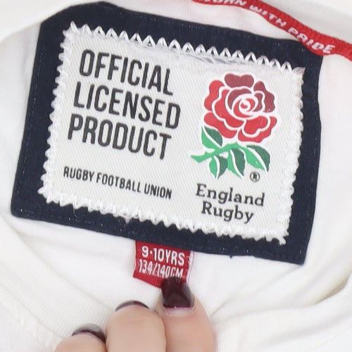 England Rugby Girls White 9-10 Years Graphic Cotton T-Shirt
