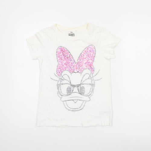 Next Girls White Minnie Mouse Sequin Graphic T-Shirt Age 10 Years