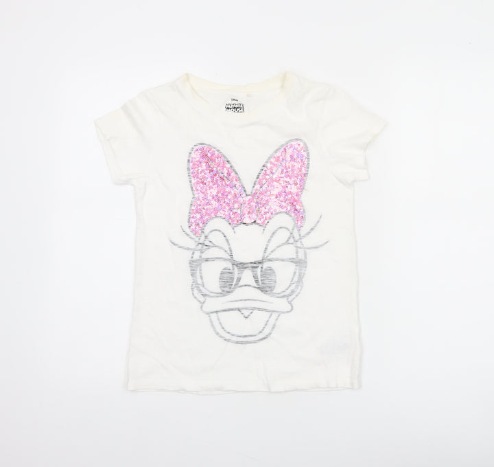 Next Girls White Minnie Mouse Sequin Graphic T-Shirt Age 10 Years