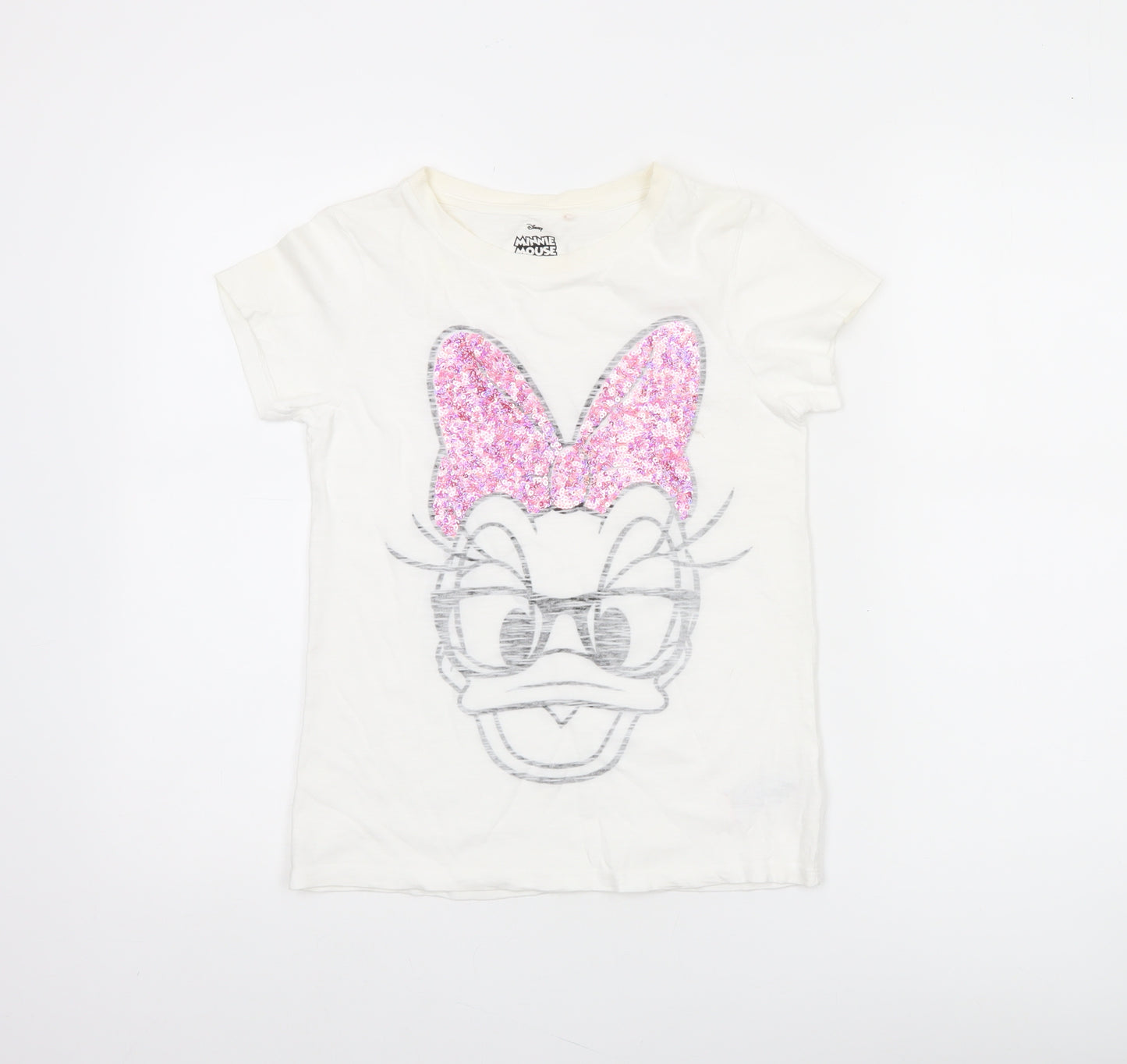Next Girls White Minnie Mouse Sequin Graphic T-Shirt Age 10 Years