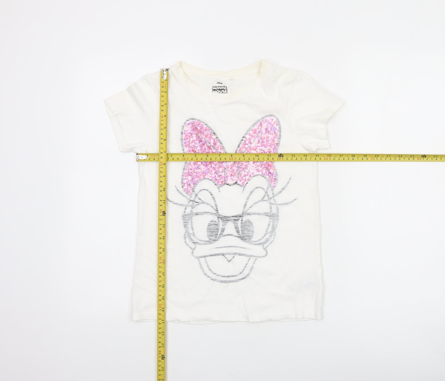 Next Girls White Minnie Mouse Sequin Graphic T-Shirt Age 10 Years