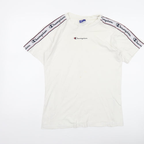Champion Womens White XS Logo Tape Short Sleeve T-Shirt