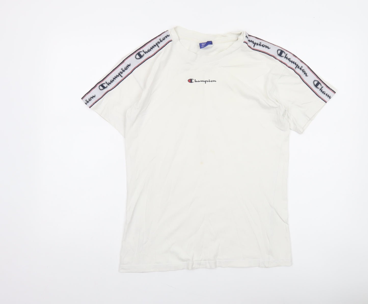 Champion Womens White XS Logo Tape Short Sleeve T-Shirt