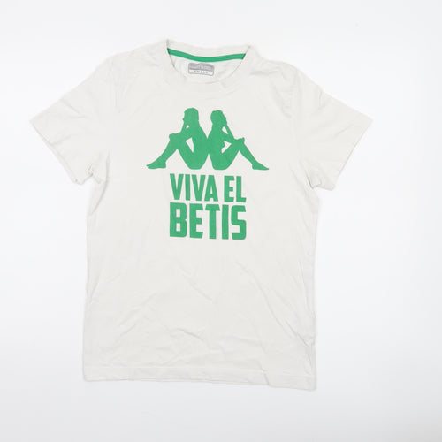 Kappa Women's White Viva El Betis T-Shirt Small Short Sleeve
