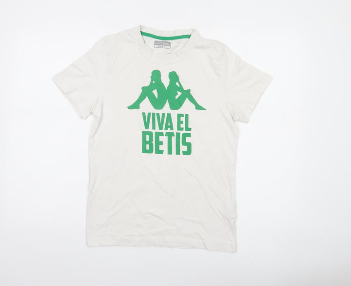 Kappa Women's White Viva El Betis T-Shirt Small Short Sleeve