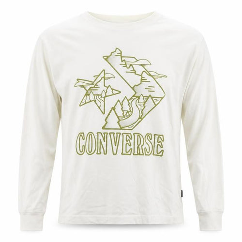Converse Mens White XS Long Sleeve Graphic Cotton Casual Top