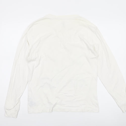 Converse Mens White XS Long Sleeve Graphic Cotton Casual Top