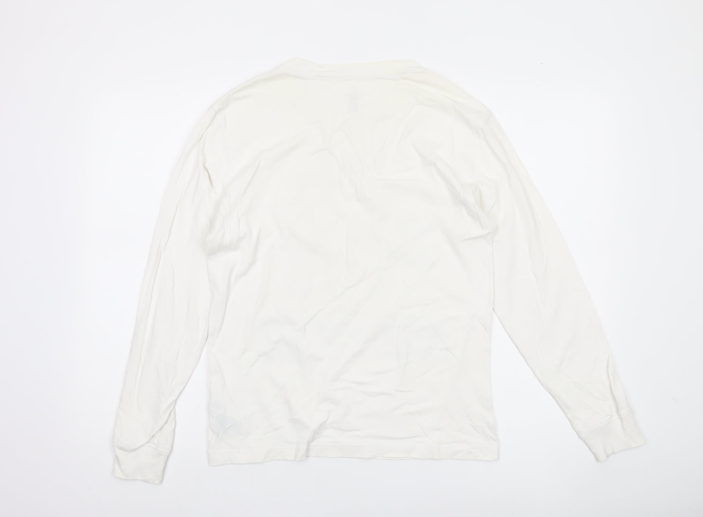 Converse Mens White XS Long Sleeve Graphic Cotton Casual Top