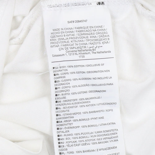 Converse Mens White XS Long Sleeve Graphic Cotton Casual Top