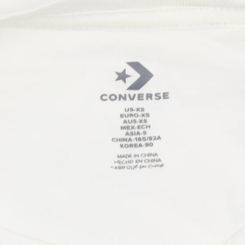 Converse Mens White XS Long Sleeve Graphic Cotton Casual Top