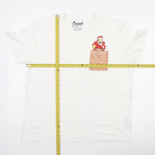 Jack & Jones Men's White XL Christmas Funny Homer Simpson T-Shirt