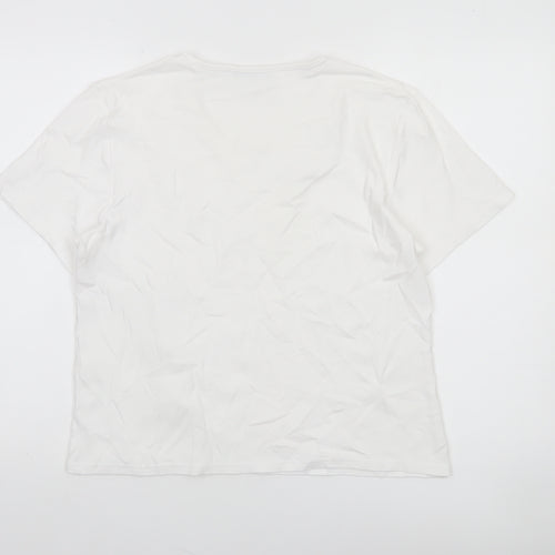 Emreco Women's White V-Neck Short Sleeve Jersey T-Shirt Size 14