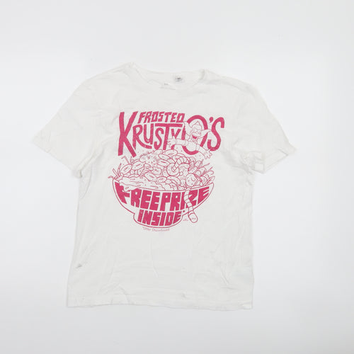 H&M Girls White Krusty O's Graphic T-Shirt Size 10-12 Years 100% Cotton