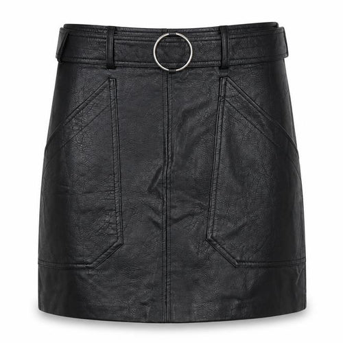 Stradivarius Women's Black Faux Leather Short Skirt Size 8