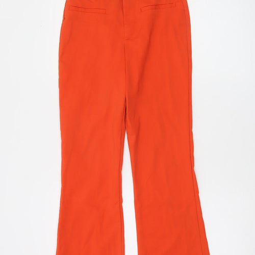Zara Women’s Orange Cropped Slim Fit Trousers Size S