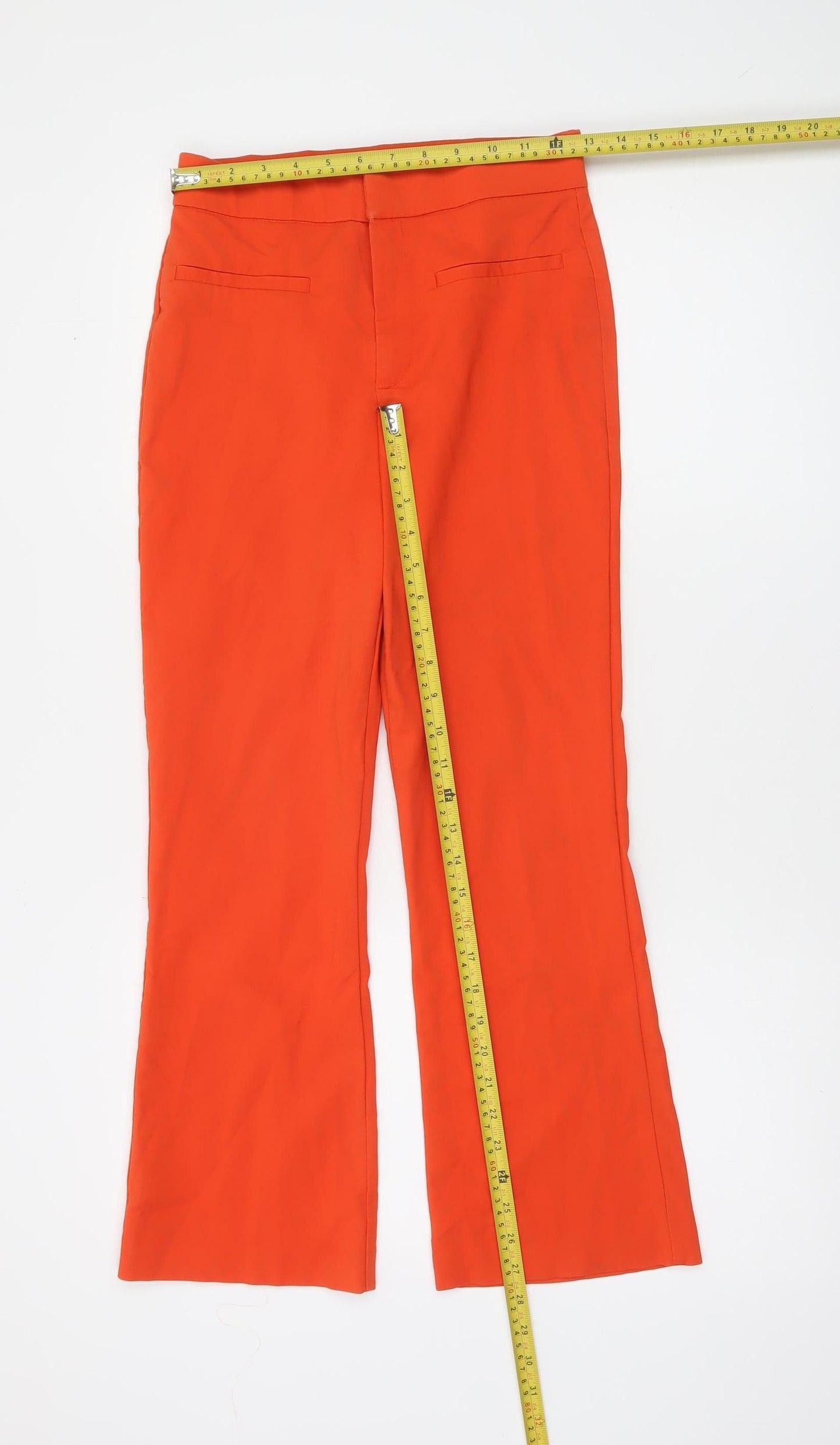 Zara Women’s Orange Cropped Slim Fit Trousers Size S
