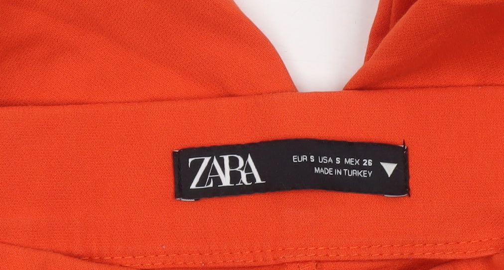 Zara Women’s Orange Cropped Slim Fit Trousers Size S