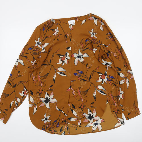 Vila Womens Brown Floral Long Sleeve Tunic Blouse Size S