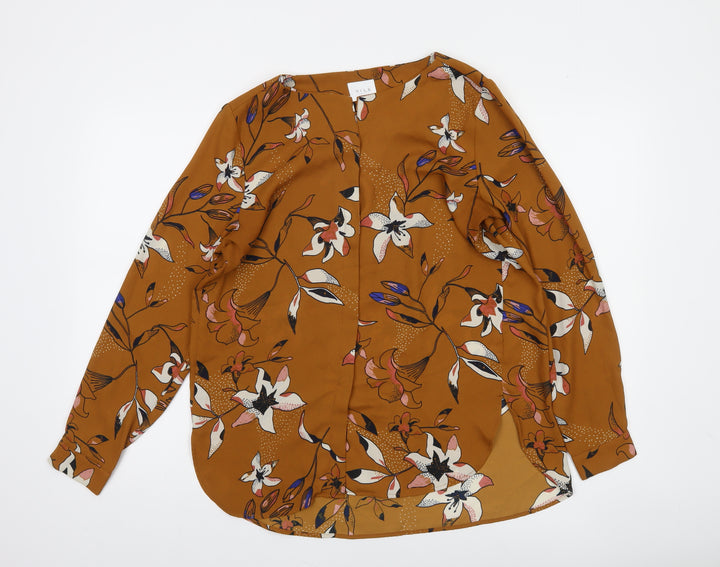 Vila Womens Brown Floral Long Sleeve Tunic Blouse Size S